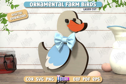 Ornamental Farm Birds Laser Cut Bundle | Farm Characters Laser Cut | Farmhouse Decor | Tabletop Statuette | CNC File SVG The T Store Design 