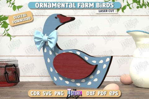 Ornamental Farm Birds Laser Cut Bundle | Farm Characters Laser Cut | Farmhouse Decor | Tabletop Statuette | CNC File SVG The T Store Design 