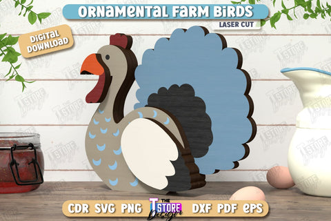 Ornamental Farm Birds Laser Cut Bundle | Farm Characters Laser Cut | Farmhouse Decor | Tabletop Statuette | CNC File SVG The T Store Design 