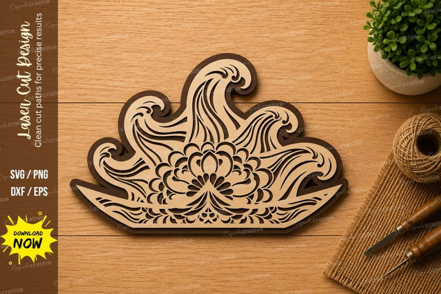 Ornamental Floral Crown Laser Cut SVG Design SVG Regulrcrative 