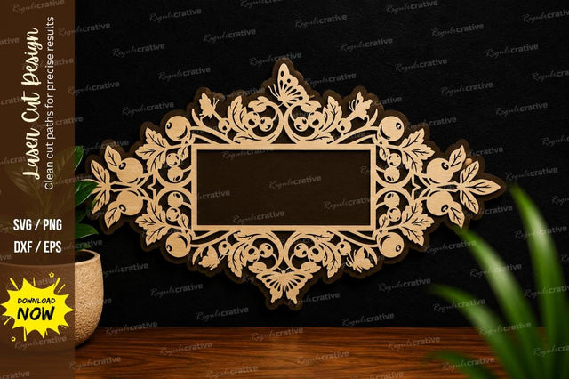 Ornamental Floral Nameplate Laser Cut SVG SVG Regulrcrative 