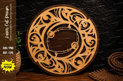 Ornamental Round Frame Laser Cut Svg Design SVG Regulrcrative 