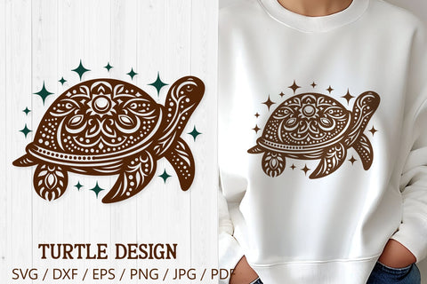 Ornamental Sea Turtle SVG | Tribal Turtle Mandala Cut File SVG Tafti Art 