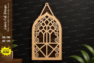 Ornate Arch Window SVG | Decorative Laser Cut Hanging Design SVG Regulrcrative 