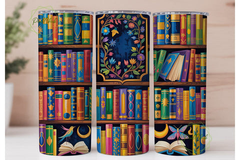Ornate Bookshelf Reader 20oz Tumbler Sublimation PixelChick 