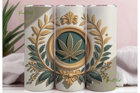Ornate Cannabis Leaf Relief 20oz Tumbler Sublimation PixelChick 