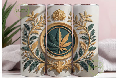 Ornate Cannabis Leaf Relief 20oz Tumbler Sublimation PixelChick 