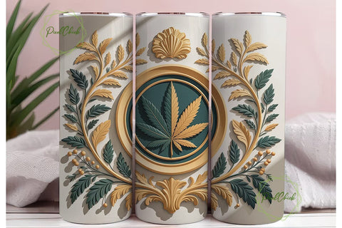 Ornate Cannabis Leaf Relief 20oz Tumbler Sublimation PixelChick 