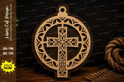 Ornate Cross Circle Laser Cut Svg Design SVG Regulrcrative 