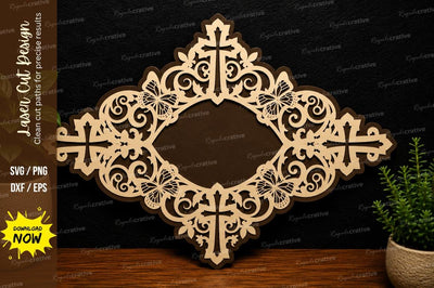 Ornate Cross Frame laser cut svg File SVG Regulrcrative 