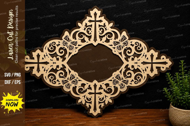 Ornate Cross Frame laser cut svg File SVG Regulrcrative 