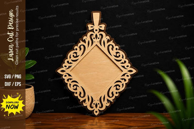 Ornate Diamond Frame Monogram Laser Cut SVG File SVG Regulrcrative 