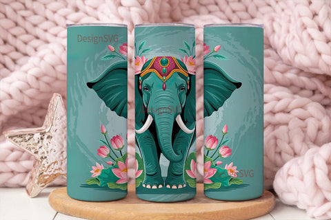 Ornate Elephant 20oz Tumbler Wrap Sublimation DesignSVG 