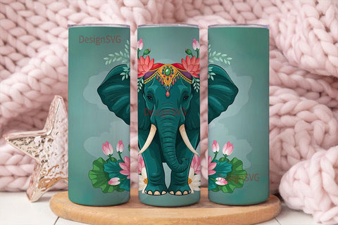 Ornate Elephant 20oz Tumbler Wrap Sublimation DesignSVG 
