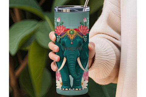 Ornate Elephant 20oz Tumbler Wrap Sublimation DesignSVG 