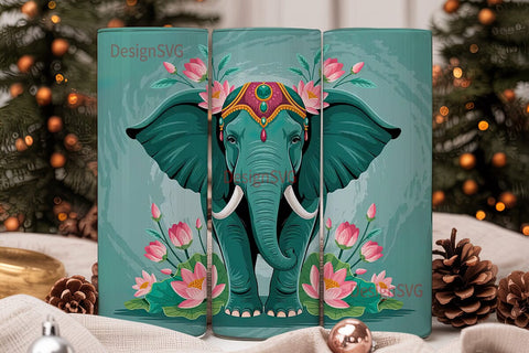 Ornate Elephant 20oz Tumbler Wrap Sublimation DesignSVG 