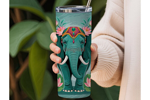 Ornate Elephant 20oz Tumbler Wrap Sublimation DesignSVG 