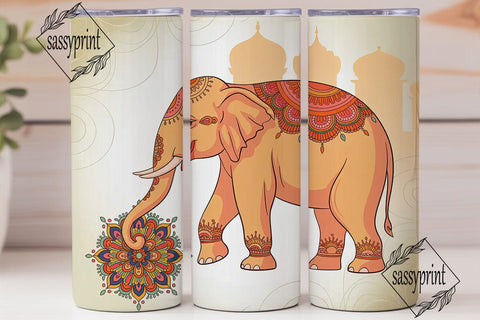 Ornate Elephant Mandala Tumbler Wrap Sublimation sassyprint 