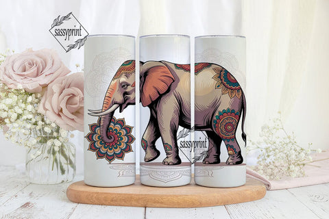 Ornate Elephant Mandala Tumbler Wrap Sublimation sassyprint 