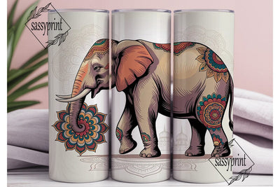 Ornate Elephant Mandala Tumbler Wrap Sublimation sassyprint 