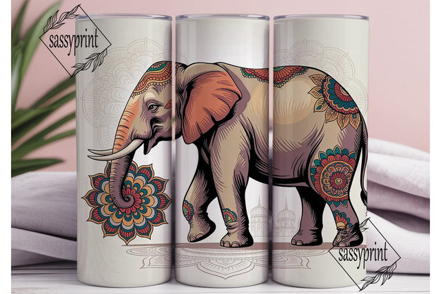 Ornate Elephant Mandala Tumbler Wrap Sublimation sassyprint 