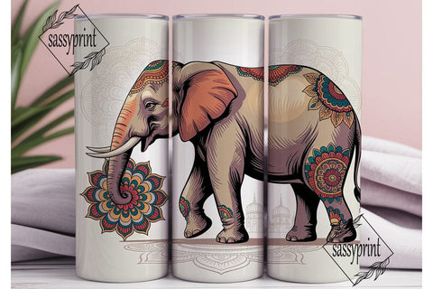Ornate Elephant Mandala Tumbler Wrap Sublimation sassyprint 