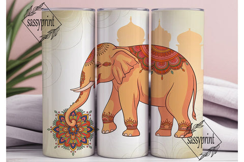 Ornate Elephant Mandala Tumbler Wrap Sublimation sassyprint 