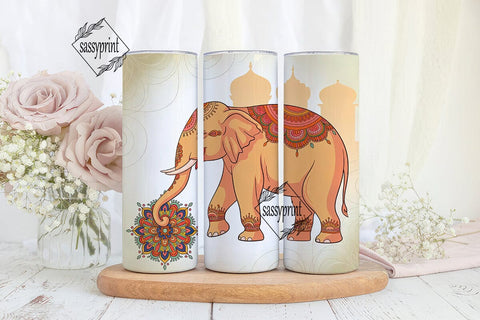 Ornate Elephant Mandala Tumbler Wrap Sublimation sassyprint 