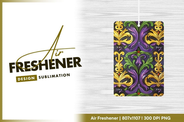 Ornate Floral Pattern in Gold Purple and Green on Dark Blue Background Sublimation Regulrcrative 