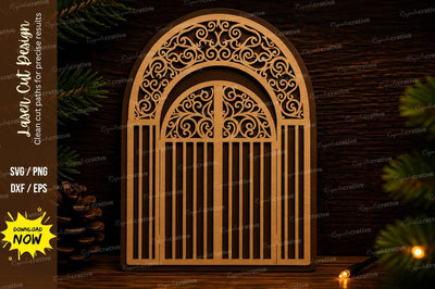 Ornate Gate Frame Laser Cut Svg Design SVG Regulrcrative 
