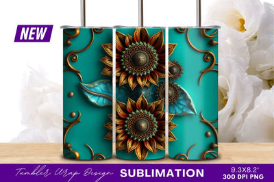 Ornate Gold Floral Design On Teal Background Sublimation Regulrcrative 