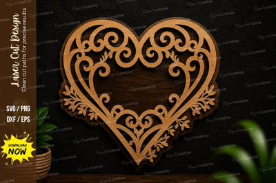 Ornate Heart Frame Laser Cut Svg Design SVG Regulrcrative 