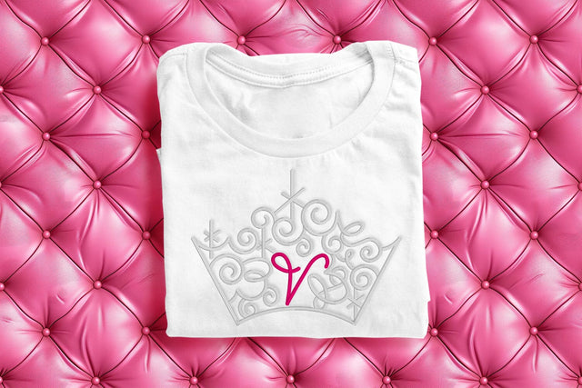 Ornate Magical Tiara with Letter V Embroidery Embroidery/Applique DESIGNS Risa Rocks It 