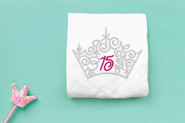 Ornate Magical Tiara with Number 15 Embroidery Embroidery/Applique DESIGNS Risa Rocks It 
