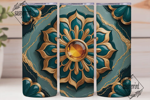 Ornate Mandala Gem Tumbler Wrap Sublimation sassyprint 
