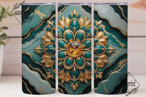 Ornate Mandala Gem Tumbler Wrap Sublimation sassyprint 