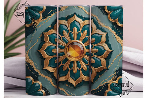 Ornate Mandala Gem Tumbler Wrap Sublimation sassyprint 