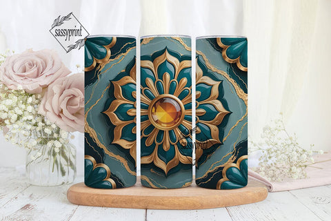 Ornate Mandala Gem Tumbler Wrap Sublimation sassyprint 