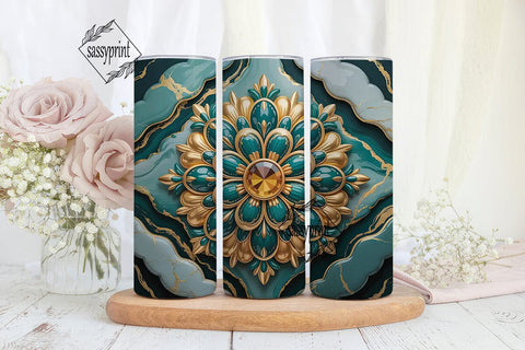 Ornate Mandala Gem Tumbler Wrap Sublimation sassyprint 