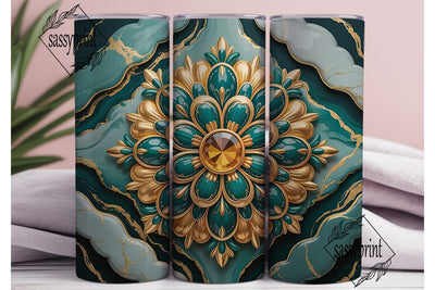 Ornate Mandala Gem Tumbler Wrap Sublimation sassyprint 