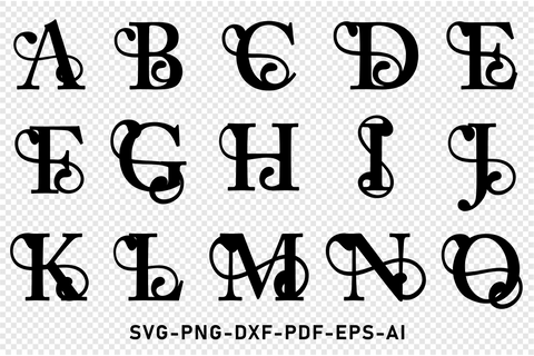 Ornate Monogram Alphabet Letters Set A-Z SVG Designs Bundle, Ornate Monogram Font SVG Laser Cut Files, Monogram Letter SVG, PNG, Cricut Design SVG D2PUTRI Designs 