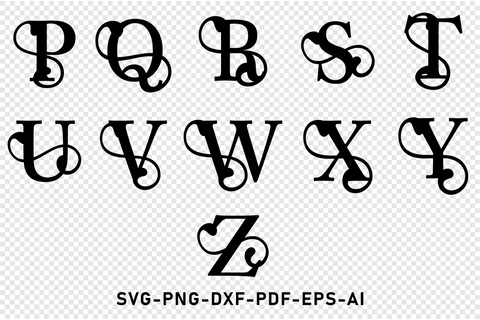 Ornate Monogram Alphabet Letters Set A-Z SVG Designs Bundle, Ornate Monogram Font SVG Laser Cut Files, Monogram Letter SVG, PNG, Cricut Design SVG D2PUTRI Designs 
