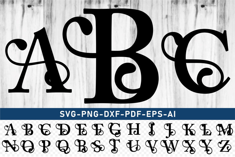 Ornate Monogram Alphabet Letters Set A-Z SVG Designs Bundle, Ornate ...