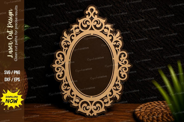 Ornate Oval Frame Laser Cut Svg Design SVG Regulrcrative 