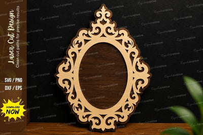 Ornate Oval Frame SVG | Decorative Laser Cut Border File SVG Regulrcrative 
