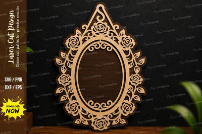 Ornate Oval Ornament SVG Laser Cut Frame File SVG Regulrcrative 