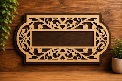 Ornate Rectangle Name Sign Laser Cut SVG File SVG Regulrcrative 