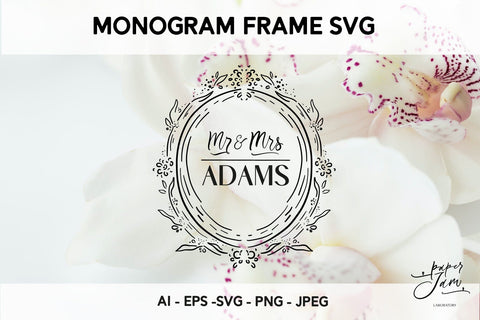 Ornate Round Wedding Monogram Frame SVG SVG Paperjamlab 