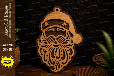 Ornate Santa Face Ornament Laser Cut Svg Design SVG Regulrcrative 
