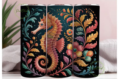 Ornate Seahorse 20oz Tumbler Wrap Sublimation PixelChick 